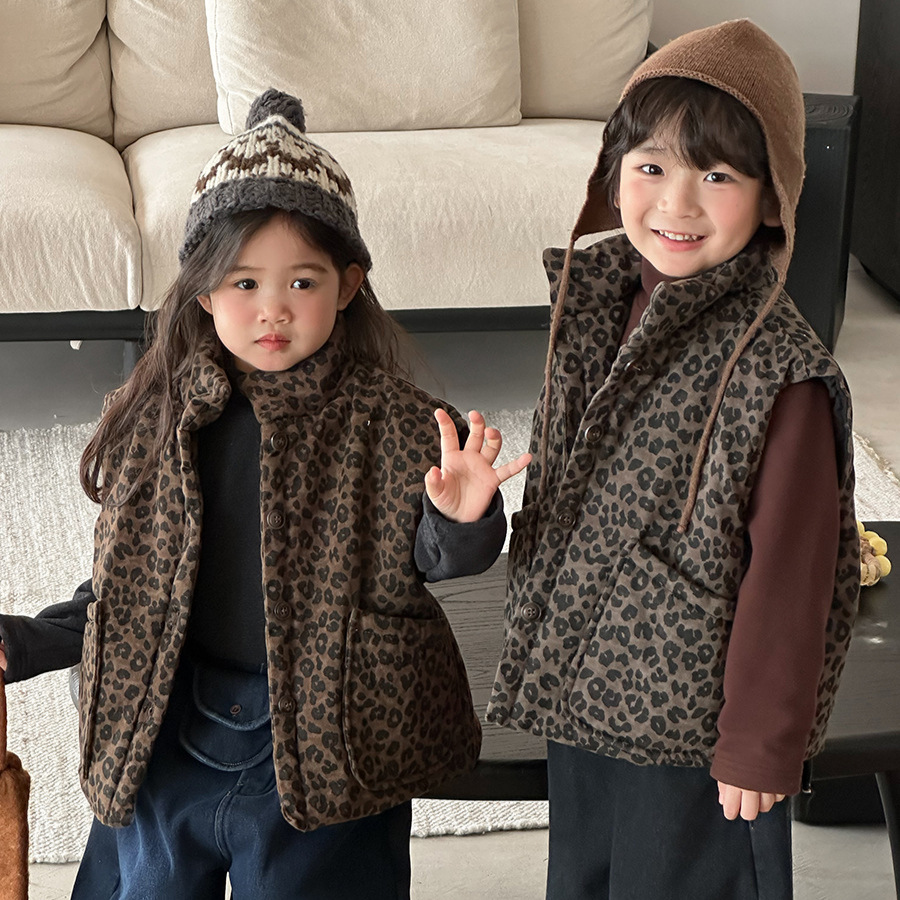 Toddler Boy Winter Fleece Jacket - أطفال ليوبارد طباعة سترة مبطنة الشتاء