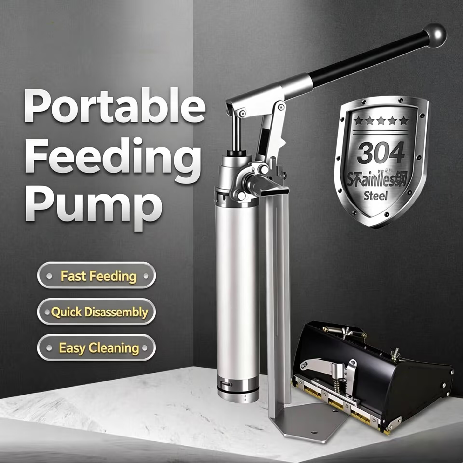 Feeding - مضخة يدوية من الفولاذ المقاوم للصدأ