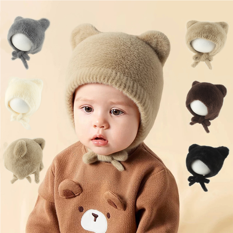 Infant Beanie Hat With Ears - لطيف الكرتون الطفل محبوك قبعة شتاء