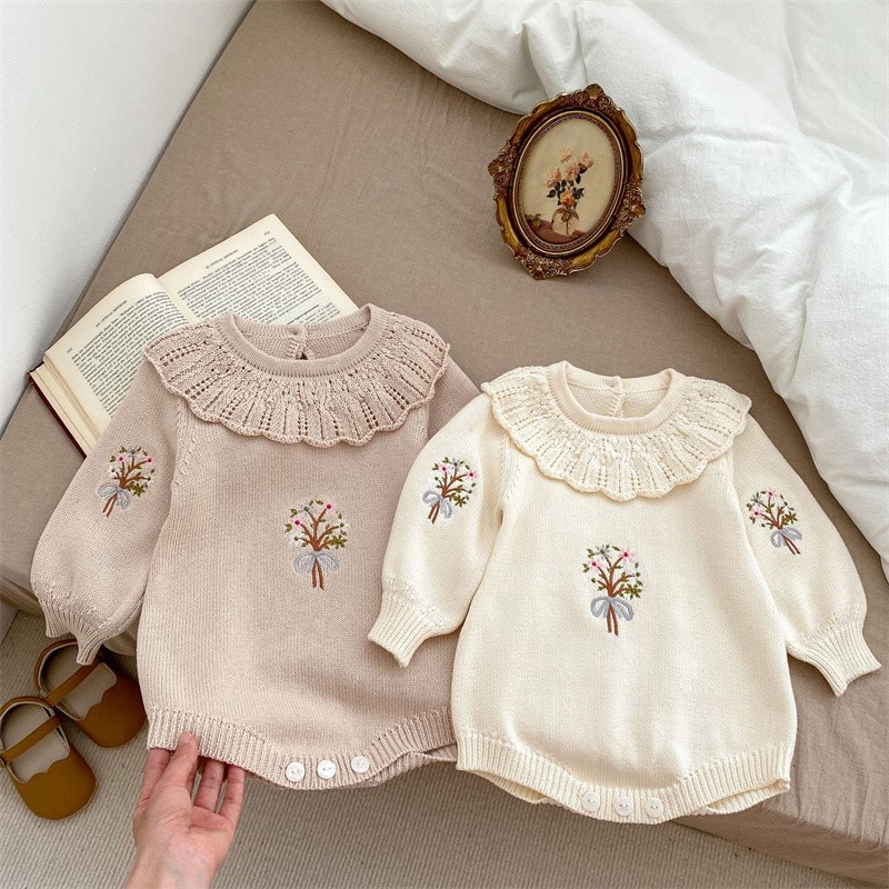 خريف جديد الوليد الحياكة رومبي - مراجعة Newborn Baby Girl Romper Floral وسعره